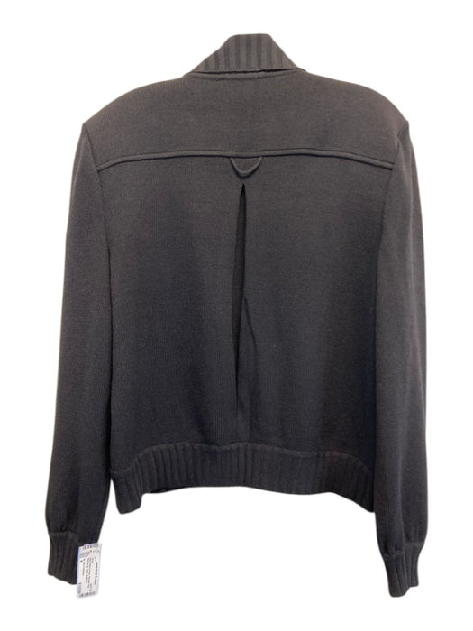 St. John Collection Size M Black Wool & Rayon Shoulder Pads Knit Zip Up Jacket Black / M