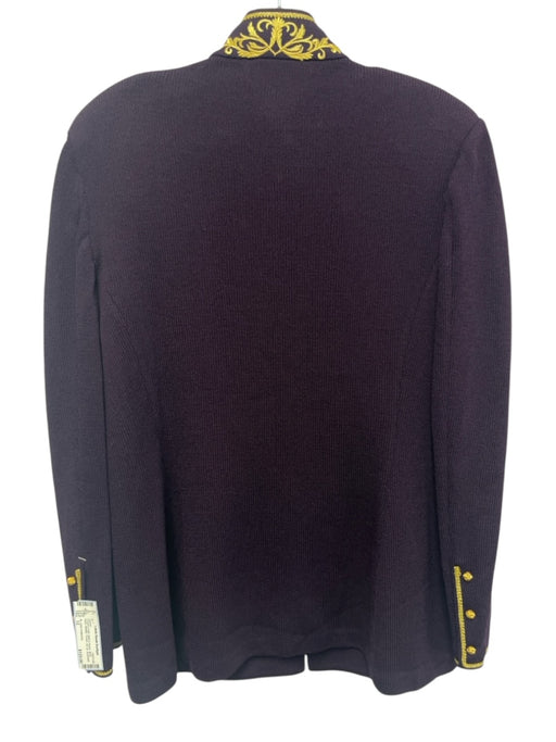 St. John Collection Size 12 Purple & Gold Wool & Rayon Mock Neck Zip Up Jacket Purple & Gold / 12