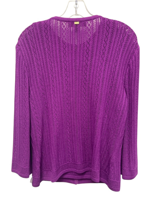 St. John Purple Wool & Rayon Sleeveless Tank Knit Gold Buttons Jacket Set Purple / M