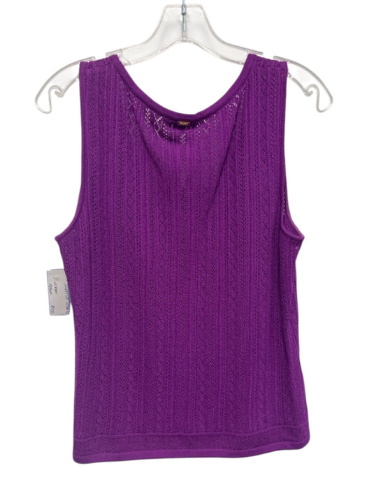 St. John Purple Wool & Rayon Sleeveless Tank Knit Gold Buttons Jacket Set Purple / M