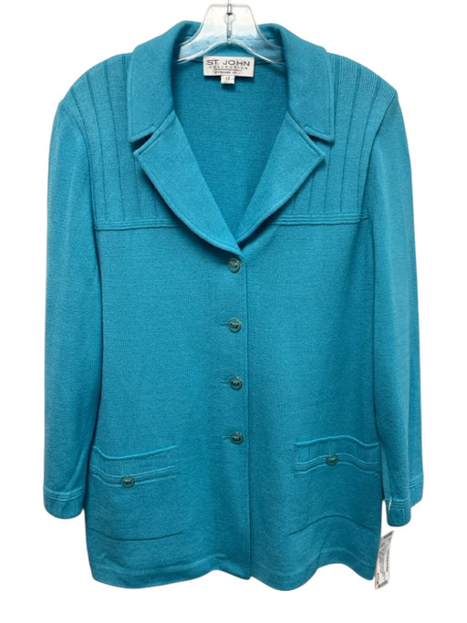 St John Collection Size 16/12 Aqua Blue Wool Blend Elastic Waist Pant Set Aqua Blue / 16/12