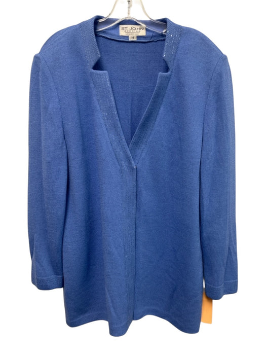 St John Evening Size 12/14 Periwinkle Blue Wool Blend Square Neck Maxi Skirt Set Periwinkle Blue / 12/14