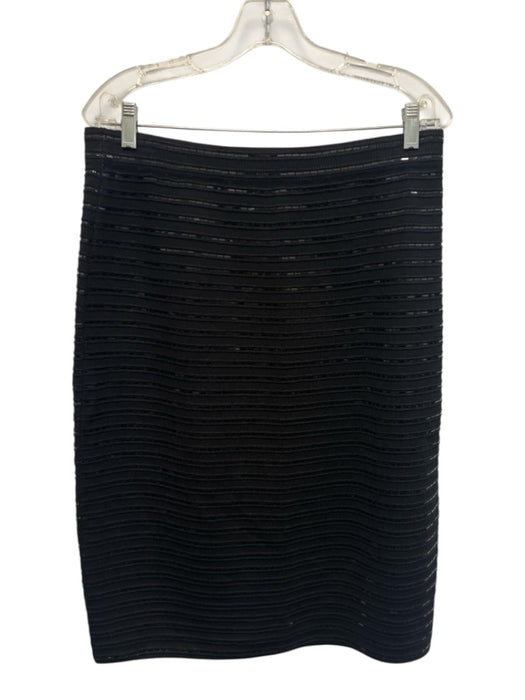 St John Evening Size 12/14 Black Wool Blend Elastic Waist Sequinned Skirt Set Black / 12/14