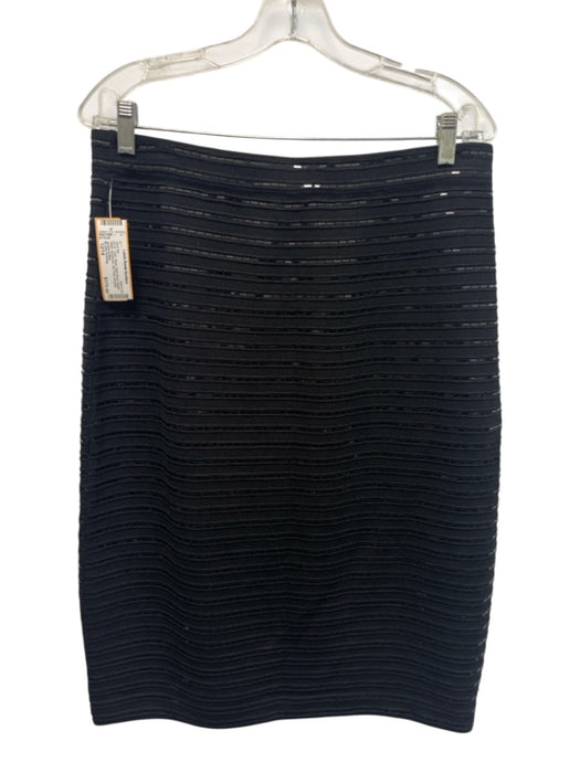 St John Evening Size 12/14 Black Wool Blend Elastic Waist Sequinned Skirt Set Black / 12/14