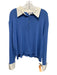 St John Sport Size XL Periwinkle Blue Wool Blend Long Sleeve Contrast Collar Top Periwinkle Blue / XL