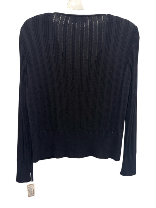St John Collection Size Large Navy Blue Wool Blend Long Sleeve Open Knit Top Navy Blue / Large