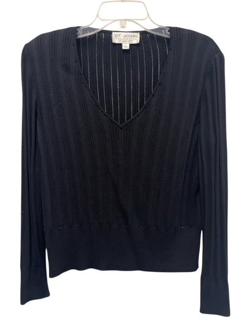 St John Collection Size Large Navy Blue Wool Blend Long Sleeve Open Knit Top Navy Blue / Large