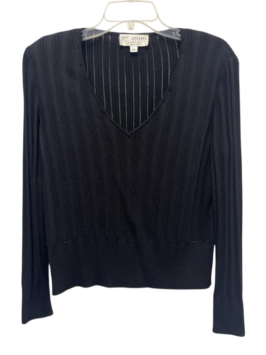 St John Collection Size Large Navy Blue Wool Blend Long Sleeve Open Knit Top Navy Blue / Large