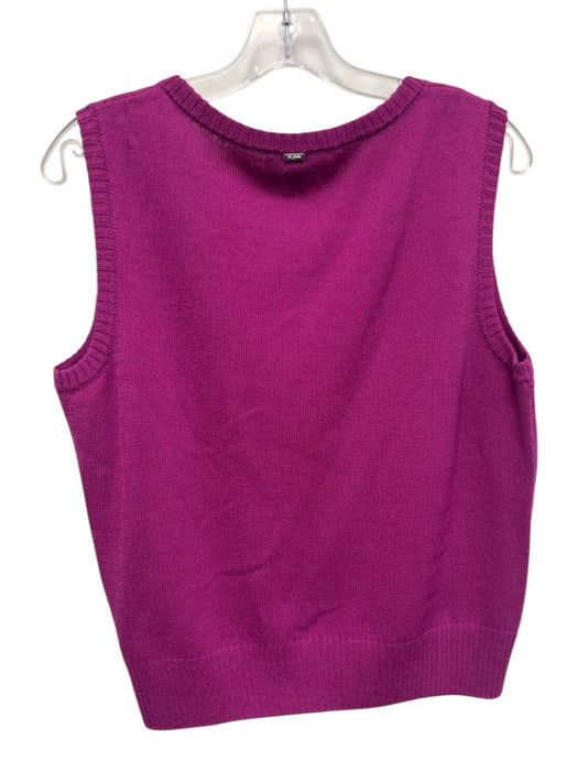 St John Sport Size Large Magenta Pink Wool Blend Sleeveless Knit Ribbed Top Magenta Pink / Large