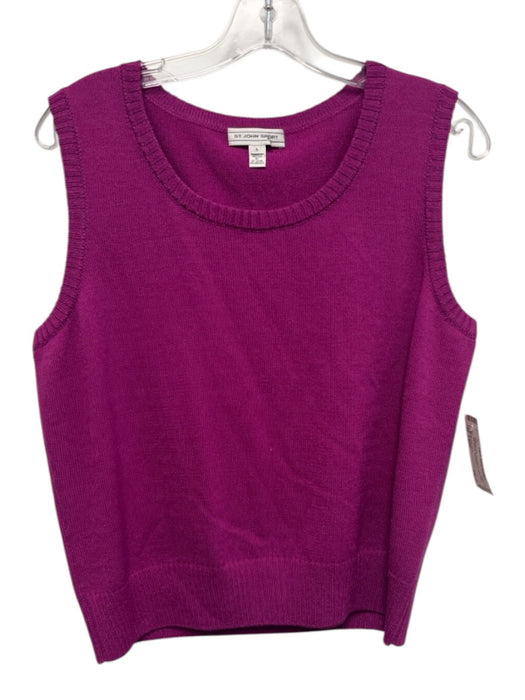 St John Sport Size Large Magenta Pink Wool Blend Sleeveless Knit Ribbed Top Magenta Pink / Large