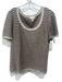 St. John Sport Size XL Brown & Beige Wool Blend Knit Short Sleeve Striped Top Brown & Beige / XL