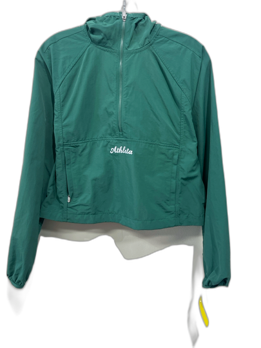 Athleta Size XS Green Nylon Blend Front Zip Hood Crop Zip Pocket Jacket Green / XS