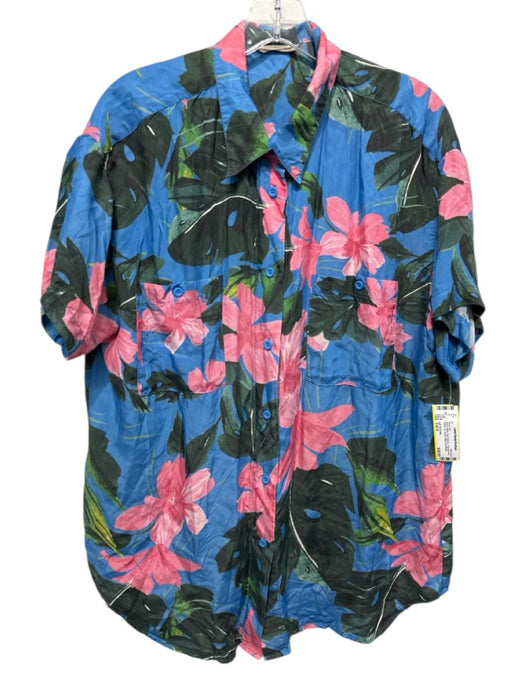 Left On Friday Size Est S Blue & Multi Short Sleeve Tropical Print Short Set Blue & Multi / Est S