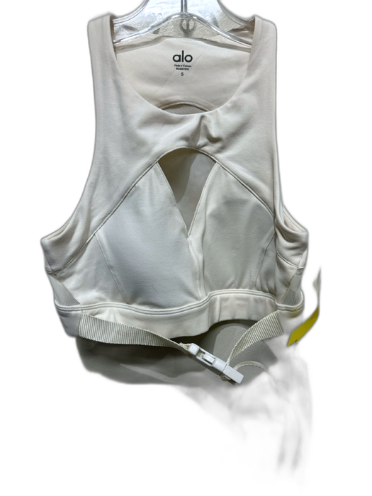 Alo Size S White Nylon Blend Cut Out Mesh Detail Buckle Sports Bra Top White / S