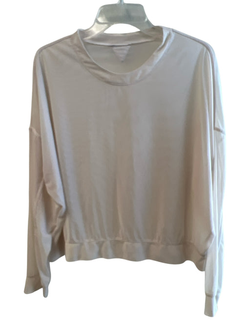 Alo Size Est M/L Ivory No Fabric Tag Long Sleeve Round Neck Seam Detail Top Ivory / Est M/L