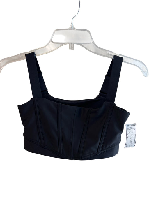 Alo Size Est XS Black No Fabric Tag Seam Detail Adjustable Straps sports bra Black / Est XS