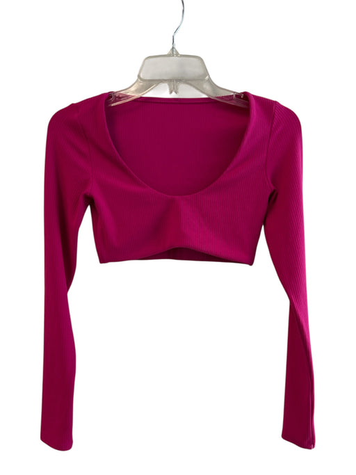 Alo Size Est XS Dark Pink No Fabric Tag Ribbed Long Sleeve Scoop Neck Top Dark Pink / Est XS