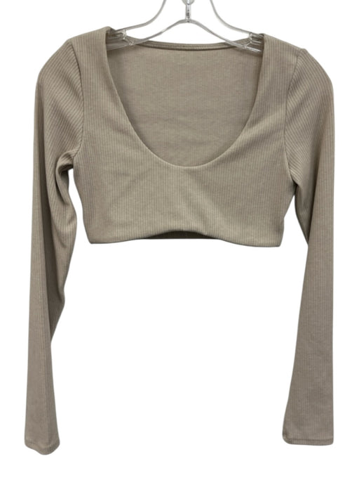 Alo Size Est S Cream Beige Missing Fabric Tag Ribbed Long Sleeve Athletic Top Cream Beige / Est S