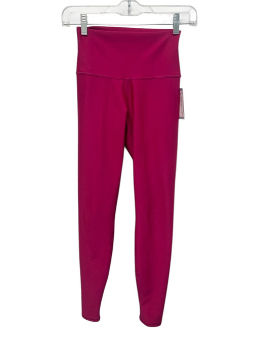 Alo Yoga Size XXS Fuschia Pink Satin Wide Waist Band Full Length Leggings Fuschia Pink / XXS