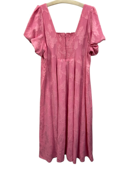 Show Me Your Mumu Size 1X Red Polyester Jacquard Puff Sleeve Zip Back Dress Red / 1X