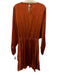 Caballero Size 2X Burnt Orange Viscose Blend Wide Neck Long Sleeve Printed Dress Burnt Orange / 2X