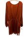 Caballero Size 2X Burnt Orange Viscose Blend Wide Neck Long Sleeve Printed Dress Burnt Orange / 2X
