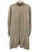Tuckernuck Size XL Beige Linen V Neck Long Sleeve Pockets Knee length Dress Beige / XL