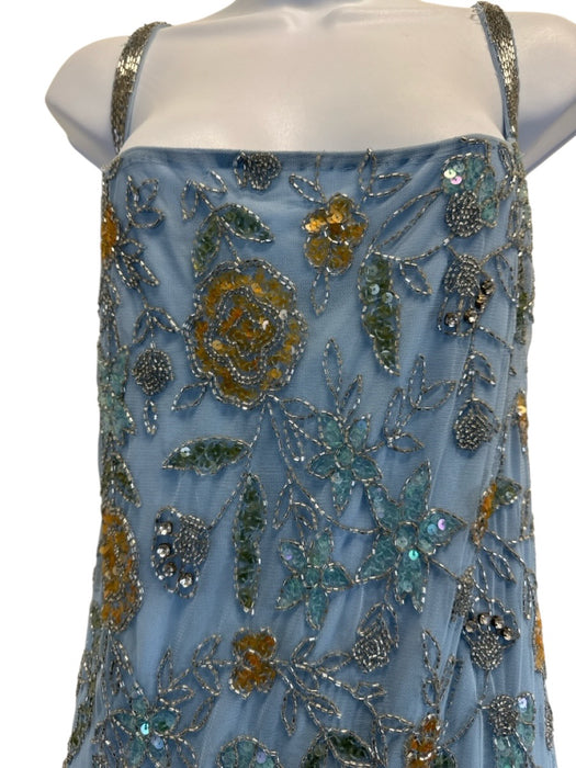 Mac Duggal Size 18 Blue Multi Polyester Sequined Back Slit Sleeveless Gown Blue Multi / 18
