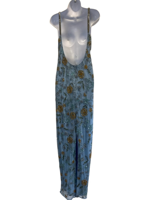 Mac Duggal Size 18 Blue Multi Polyester Sequined Back Slit Sleeveless Gown Blue Multi / 18