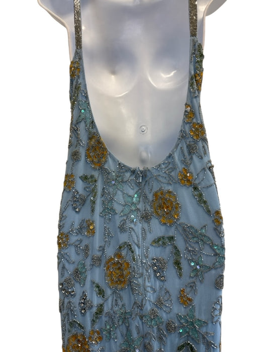 Mac Duggal Size 18 Blue Multi Polyester Sequined Back Slit Sleeveless Gown Blue Multi / 18