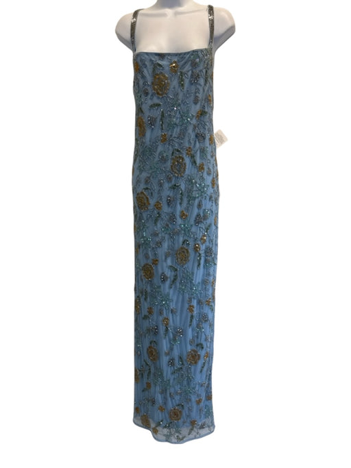 Mac Duggal Size 18 Blue Multi Polyester Sequined Back Slit Sleeveless Gown Blue Multi / 18