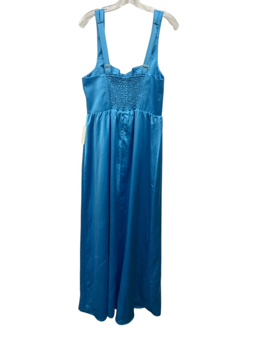 Show Me Your Mumu Size XXL Blue Polyester Square Neck Satin Zip Back Maxi Dress Blue / XXL