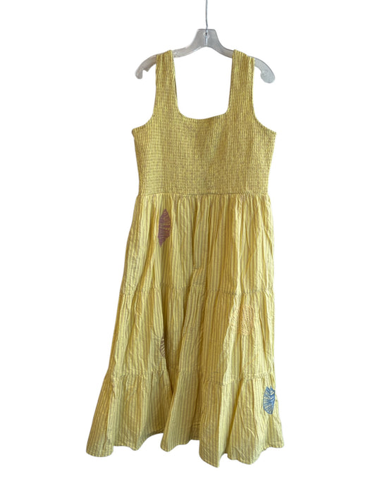 Tuckernuck Size XL Yellow & Tan Cotton Sleeveless Stretch bodice Pockets Dress Yellow & Tan / XL
