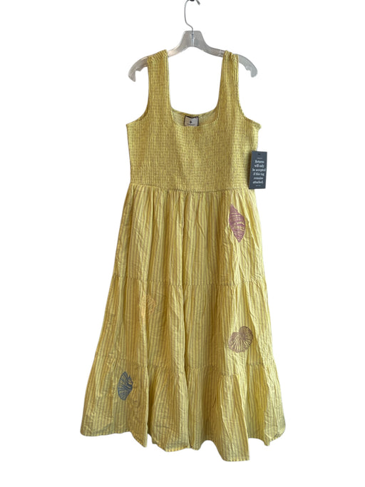 Tuckernuck Size XL Yellow & Tan Cotton Sleeveless Stretch bodice Pockets Dress Yellow & Tan / XL