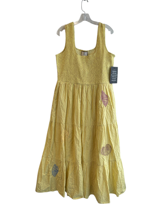 Tuckernuck Size XL Yellow & Tan Cotton Sleeveless Stretch bodice Pockets Dress Yellow & Tan / XL
