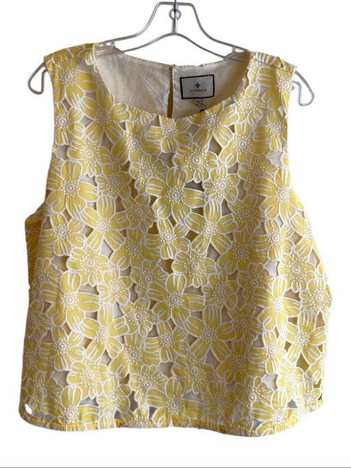 Tuckernuck Size XXL Yellow & White Cotton Blend Lined Sleeveless Floral Top Yellow & White / XXL