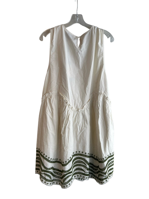 Tuckernuck Size XXL Ivory & Green Cotton Sleeveless Round Neck Lined Dress Ivory & Green / XXL