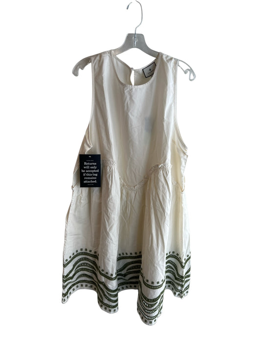 Tuckernuck Size XXL Ivory & Green Cotton Sleeveless Round Neck Lined Dress Ivory & Green / XXL