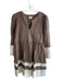Tuckernuck Size XL Cream & Brown Linen & Cotton round split neck Side Zip Dress Cream & Brown / XL