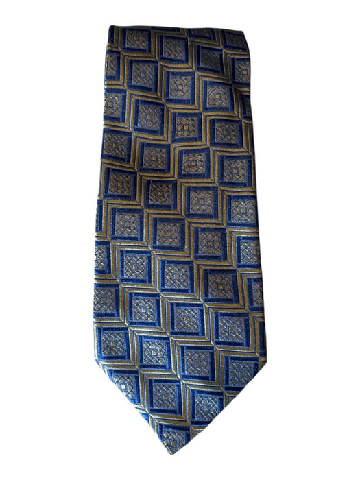 Canali Blue & Gold Silk All Over Print Men's Tie Blue & Gold
