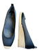 Tory Burch Shoe Size 8.5 Black & Tan Satin & Jute Round Toe Wedges Black & Tan / 8.5
