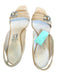 Salvatore Ferragamo Shoe Size 9 Tan & Silver Suede Block Heel Toggle Sandals Tan & Silver / 9