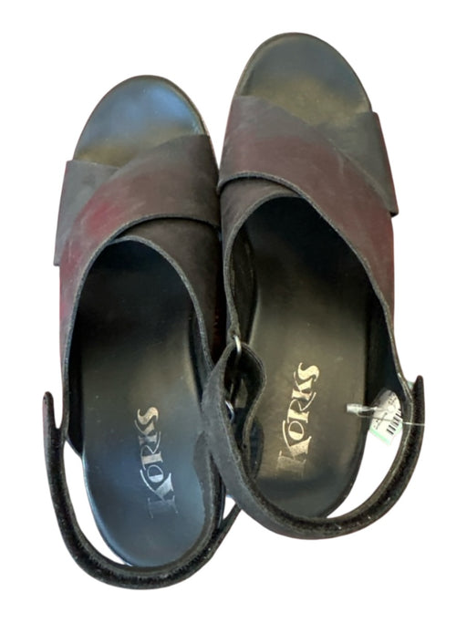 Korks Shoe Size 9M Black Leather Platform Velcro Sandals Black / 9M