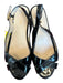 Prada Shoe Size 40 Black Patent Leather Woven Heel Ankle Strap Sandal Wedges Black / 40