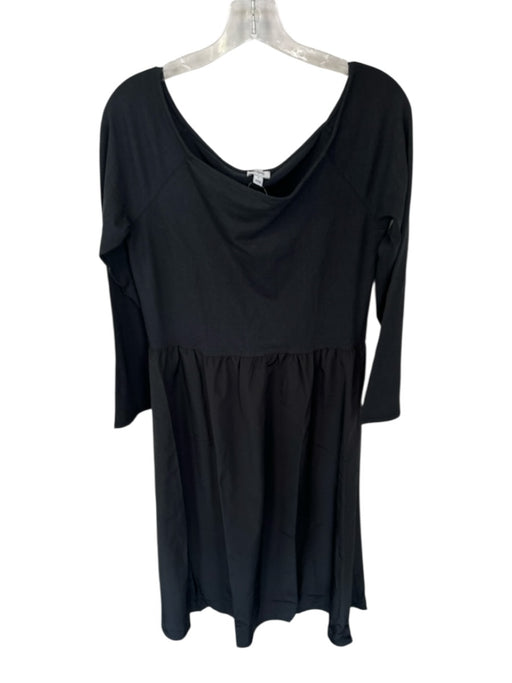 J Crew Size L Black Cotton Fabric Block Square Neck Boat Neck Maxi Dress Black / L