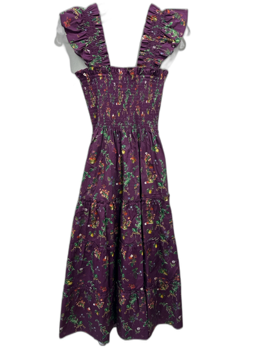 Hill House x Stephanie Fishwick Size XS Burgundy, Green & Multi Cotton Dress Burgundy, Green & Multi / XS
