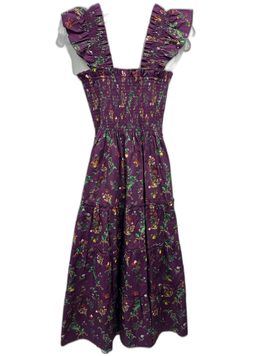 Hill House x Stephanie Fishwick Size XS Burgundy, Green & Multi Cotton Dress Burgundy, Green & Multi / XS