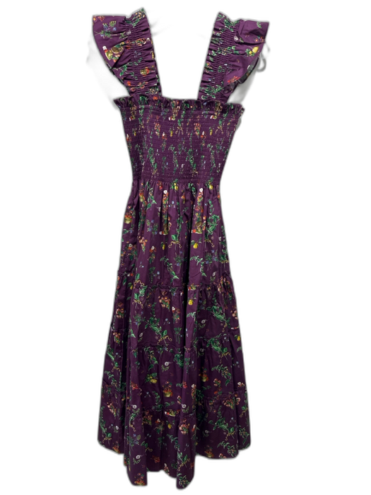 Hill House x Stephanie Fishwick Size XS Burgundy, Green & Multi Cotton Dress Burgundy, Green & Multi / XS