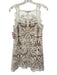 Self-Portrait Size 4 White & Beige Polyester Lace Overlay Sleeveless Dress White & Beige / 4