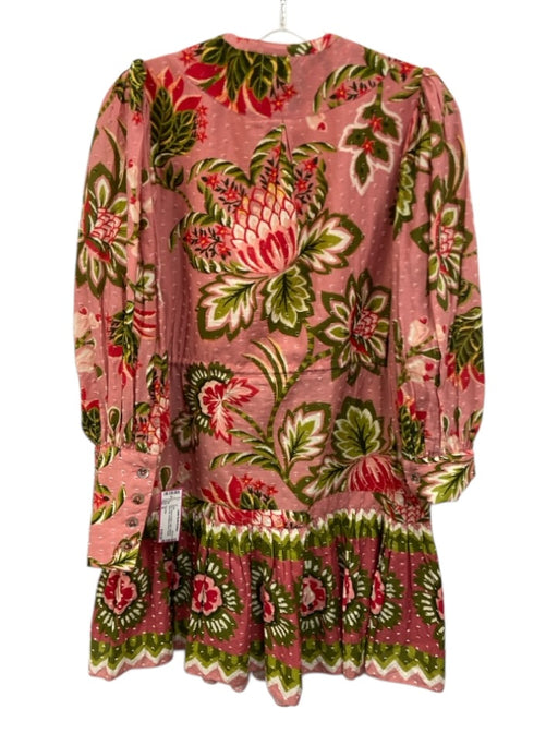 Farm Rio Size S Pink, Green & White Cotton Botanical Swiss Dot Dress Pink, Green & White / S